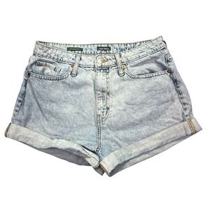 Wild Fable Denim Mom Shorts High Rise Cuffed Hem Light Wash Women Sz 12 Fits 31"
